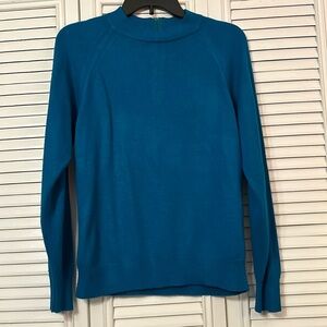 Long Sleeve Shirt Vintage Sweater round neck Retro Blouse size M green teal warm